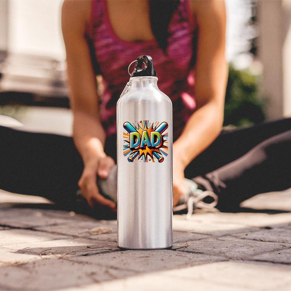 DAD baseball bats water bottle on the ground as a woman stretches