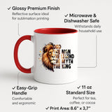 Colour handle mug with labels for 11oz size, glossy finish and easy-grip handle