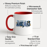 Colour handle mug with labels for 11oz size, glossy finish and easy-grip handle