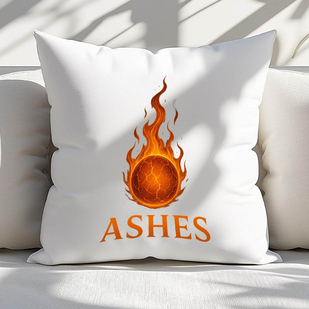 Ashes cricket cushion on a bed