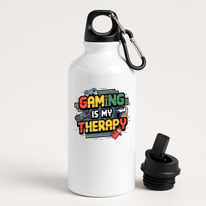 Gaming Is My Therapy Water Bottle Gamer Metal Bottle with Controllers & Headphones Funny Retro Gaming Gift Insulated Hydration Bottle for Work Gym or School