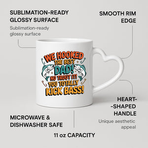 We Hooked the Best Dad heart-handle mug on a marble counter with fruit