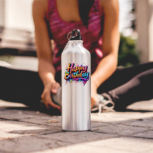 Happy Birthday Water Bottle Colourful Drip Design Reusable Drink Fun Birthday Gift for Him Her or Kids Lightweight Hydration for School Work or Outdoors