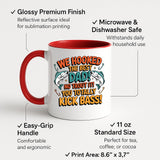 Colour handle mug with labels for 11oz size, glossy finish and easy-grip handle