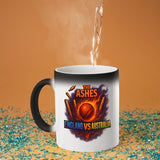 Excudo Trade LTD The Ashes Cricket England Vs Australia Rivalry Cup Magic Heat Reveal Cricket Mug Fiery Appears with Hot Drink Fun Gift Lovers Sports