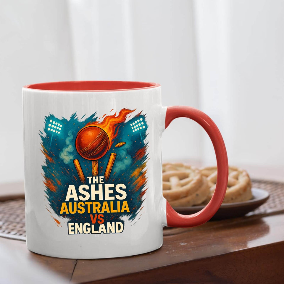 Excudo Trade LTD The Ashes Cricket Australia vs England Sports Rivalry Color Handle Inside Mug Match Ceramic Cup Gift for Fans & Players Daily Use