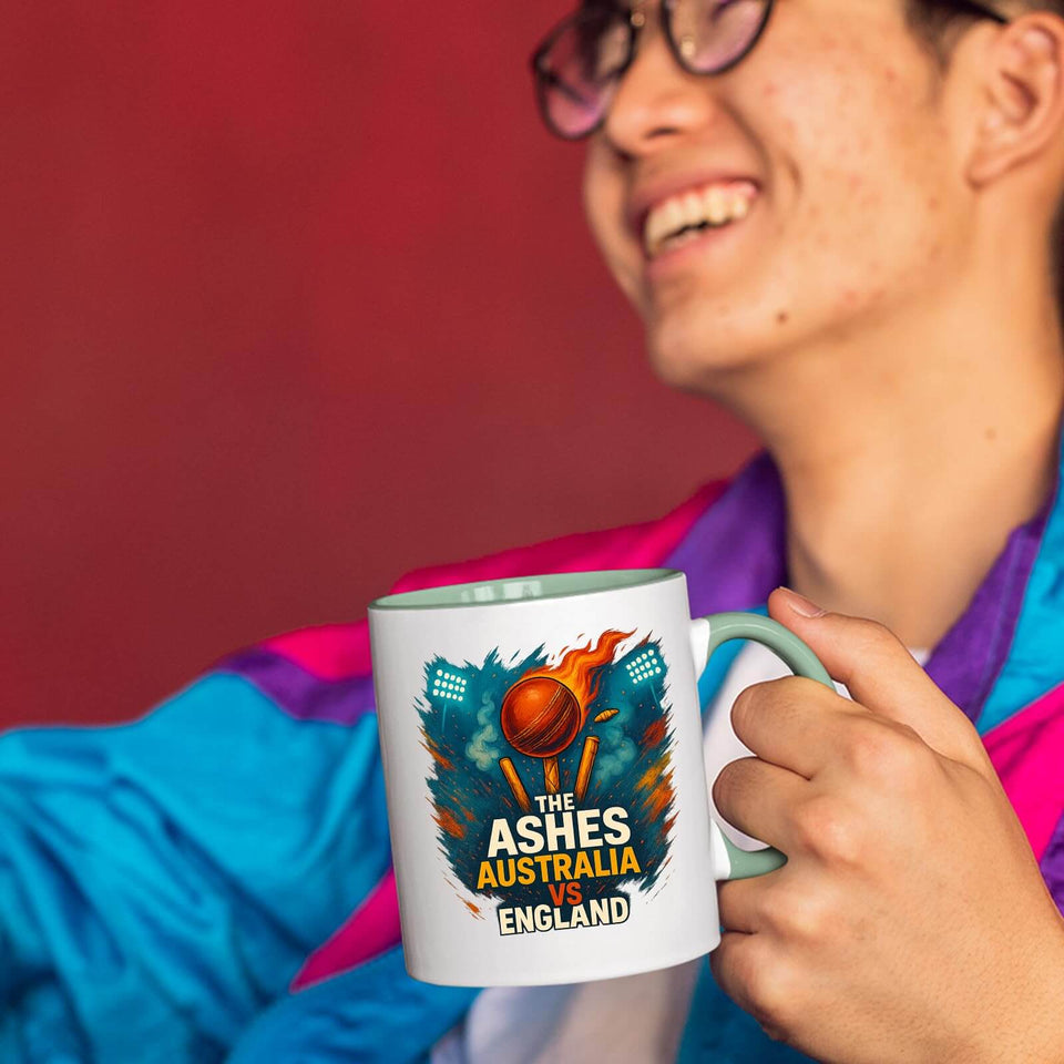 Excudo Trade LTD The Ashes Cricket Australia vs England Sports Rivalry Color Handle Inside Mug Match Ceramic Cup Gift for Fans & Players Daily Use