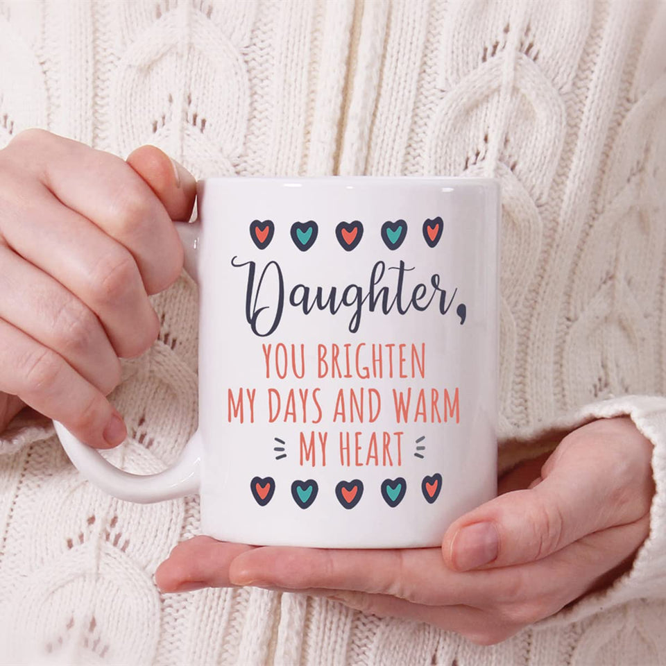 Daughter Gifts from Mum Daughter Birthday Gifts - Graduation Christmas Gifts for Daughter, 350ml Ceramic Coffee Mug Special Daughter Gifts for Girls