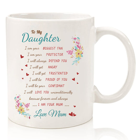 White mug with a To my Daughter poem signed Love Mum