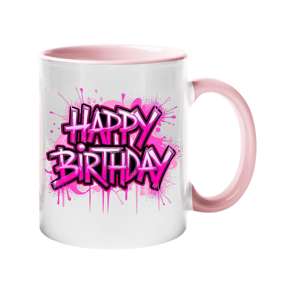 Happy Birthday Colour Mug – Vibrant Ceramic Cup with Color Handle, a Fun Gift for Couples, Family, and Friends.