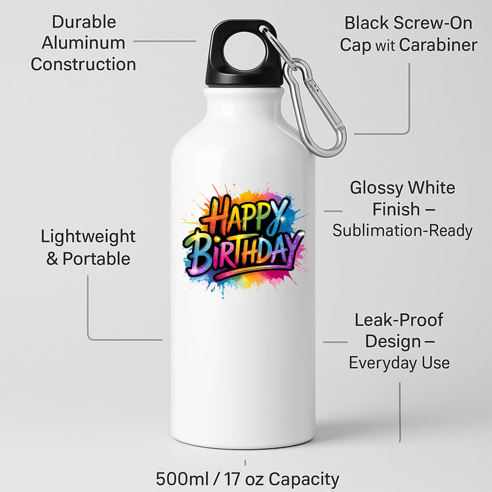 Happy Birthday Water Bottle Gift for Him or Her Leakproof Reuseable Sports Fun Hydration Birthday Present for Friends Kids Boyfriend Gym Mom Dad Drink Outsider Tour
