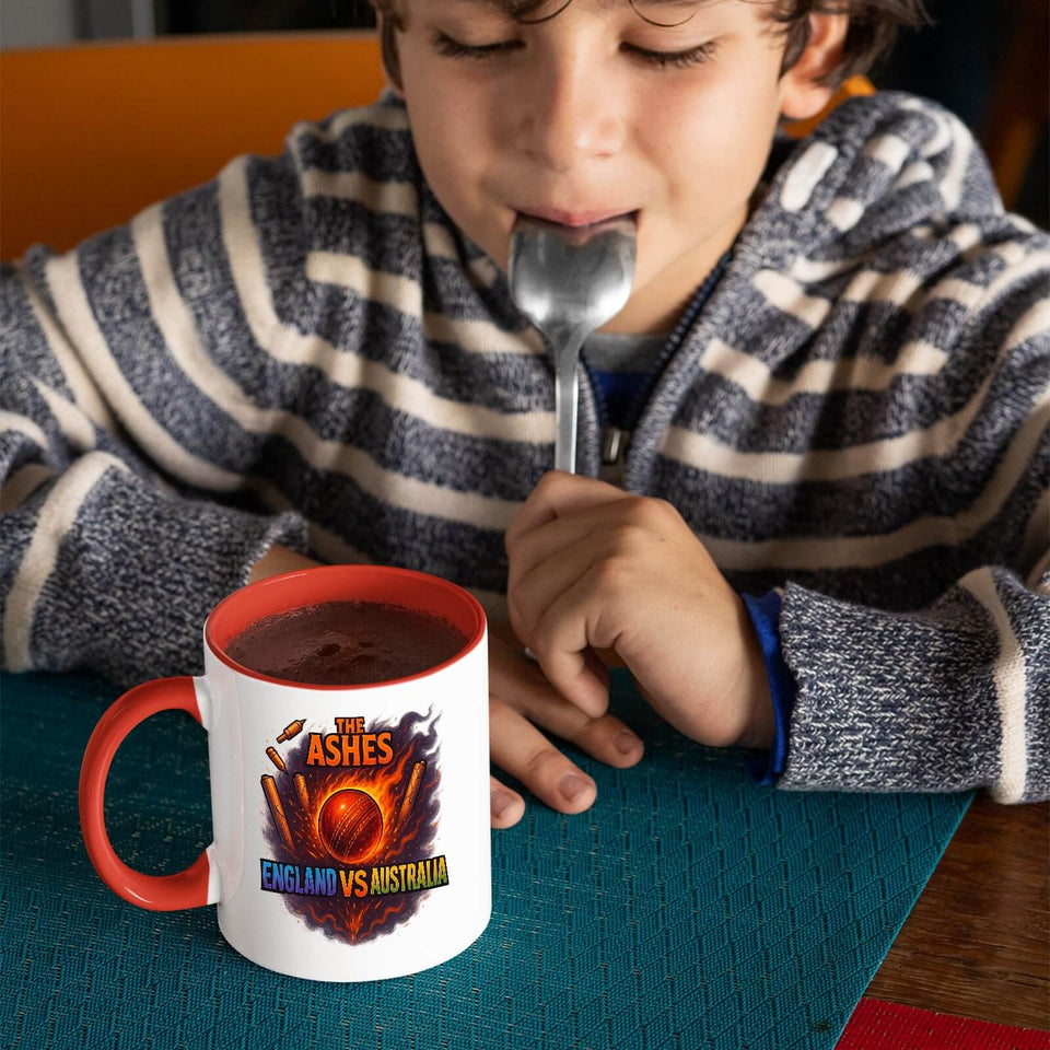 Excudo Trade LTD The Ashes Cricket England Vs Australia Sports Rivalry Color Handle Inside Mug Match Ceramic Cup Gift for Fans & Players Daily Use