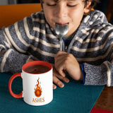 Ashes Flaming Ember Design Mug with Color Handle, Celebrating The Iconic Australia vs England Cricket Rivalry in a Bold