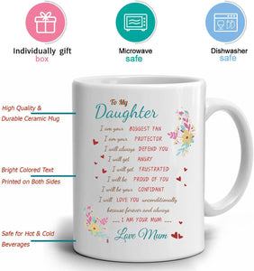 Daughter Gifts from Mum Daughter Birthday Gifts - Graduation Christmas Gifts for Daughter, 350ml Ceramic Coffee Mug Special Daughter Gifts for Girls