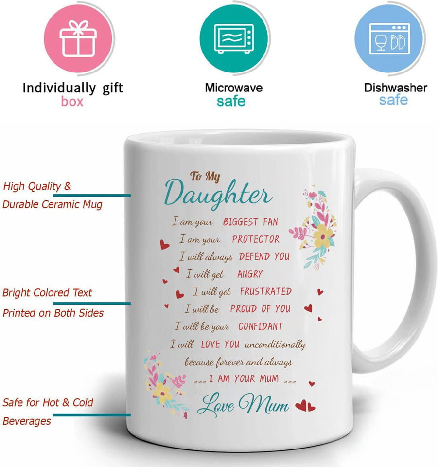 Daughter Gifts from Mum Daughter Birthday Gifts - Graduation Christmas Gifts for Daughter, 350ml Ceramic Coffee Mug Special Daughter Gifts for Girls