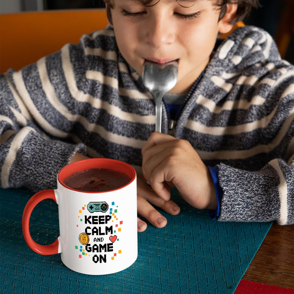 Keep Calm and Game On Mug – Funny Gamer Coffee Cup with Controller Design for Him, Her, Geeks & Console Lovers