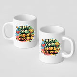 Just One More Level Mug White Coffee Cup with Hear Mystery Funny Stylish Gaming Gift for Gamers Nostalgic Video Game Lover Mug Console Players Kids Teens and Adults