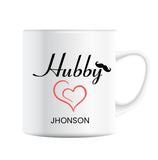Husband Wife Wedding Mugs, Hubby & Wifey, Ceramic, Set of 2, Mr Mrs His Hers, Love Heart Joke