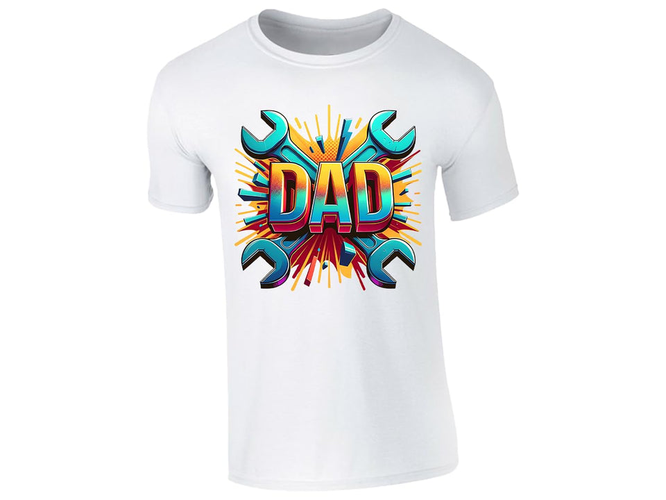 DAD Mechanic T-Shirt Fathers Day Celebration Life Wrench Garage Legendary Fixes Everything Lover Birthday Gift Party Style Soft