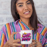 Happy Birthday Colour Handle Mug – Funny Colorful Ceramic Gift for Husband, Wife, Parents, Friends, or Couples
