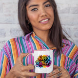 Happy Birthday Dad Mug 2025 – Colourful Ceramic Coffee Cup