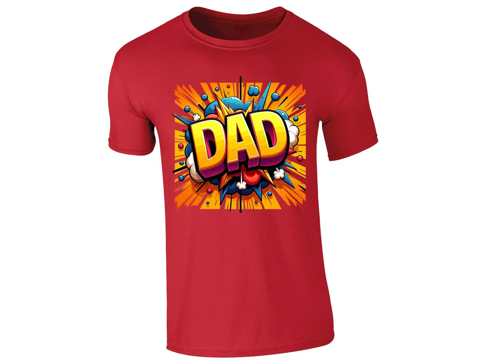 DAD T-Shirt Bold Comic Book Style Rainbow Stripes Explosion Fun Energetic Design for Birthday Present Best Daddy