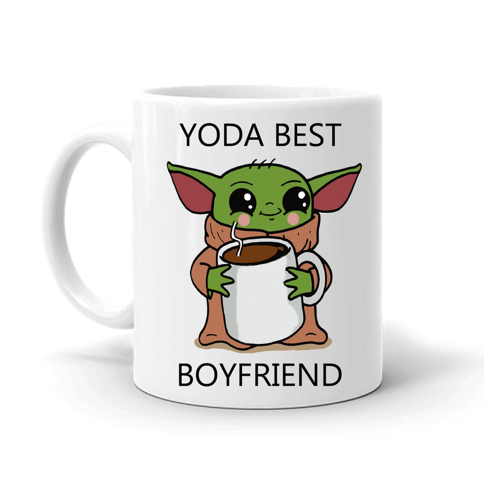 mickey prints Boyfriend or Husband Gift Baby Yoda Best Boyfriend Coffee Mug Funny Gift Free Pouch