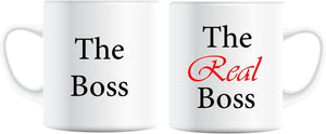 Funny Mr & Mrs Wedding Love Mug Gift Set, Set of 2 Mugs The Boss & Real Boss