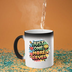 Just One More Level’ Heat Reveal Magic Mug – Heart &amp; Star Gamer Cup!