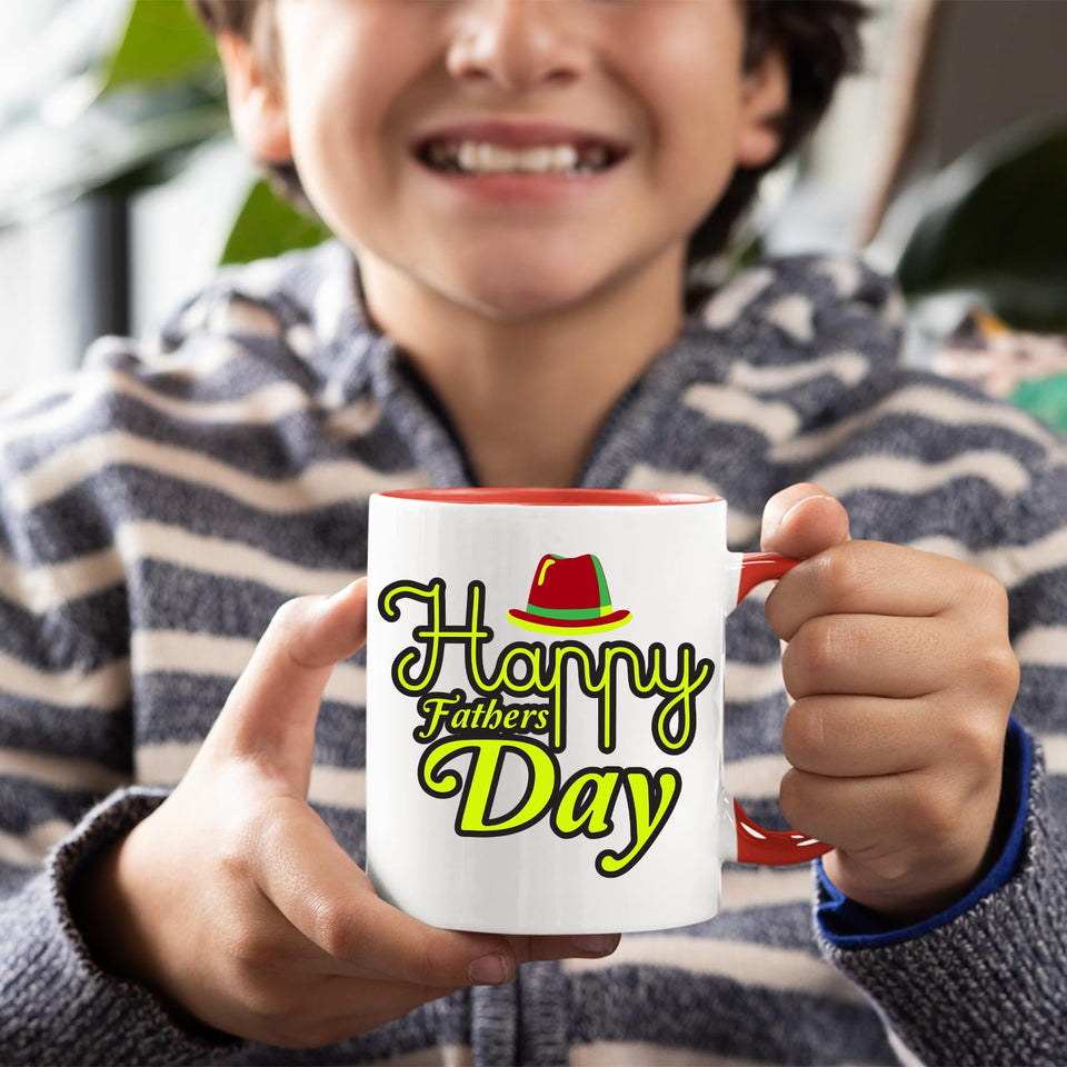 Happy Father’s Day Mug – 2025 Multi-Colour Handle Coffee Cup