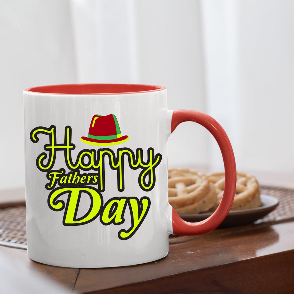 Happy Father’s Day Mug – 2025 Multi-Colour Handle Coffee Cup
