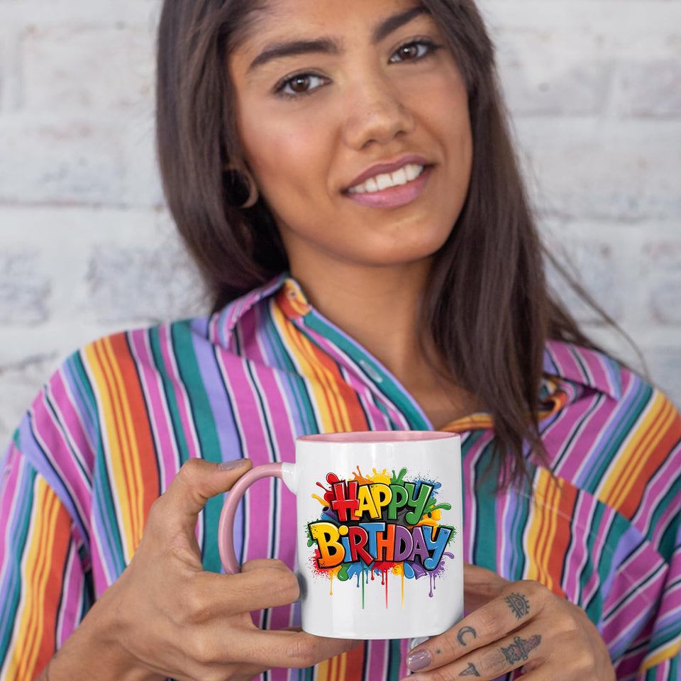 Best Happy Birthday Colour Handle Mug – Funny Colourful Gift for Dad, Mum, Kids, Friends, or Tea Lovers
