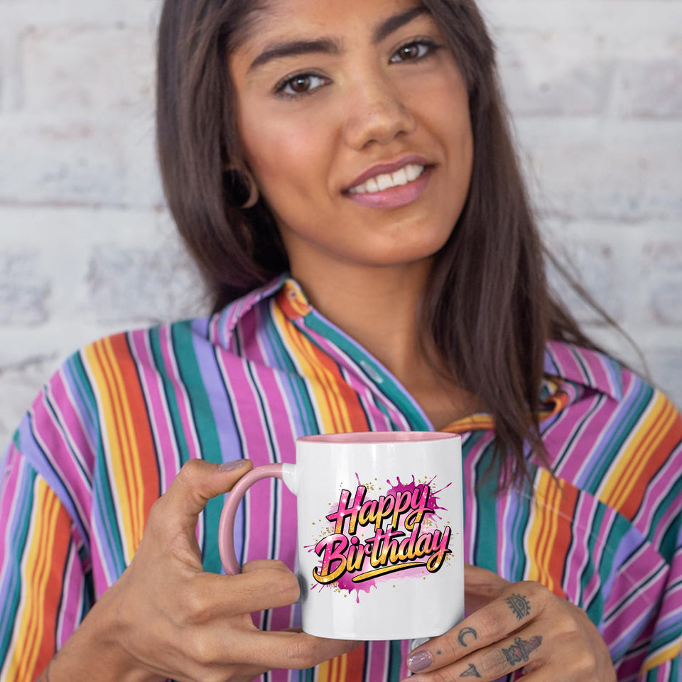 Happy Birthday Colour Mug – Fun & Colorful Gift Cup for Husband, Wife, Parents, Friends & Couples