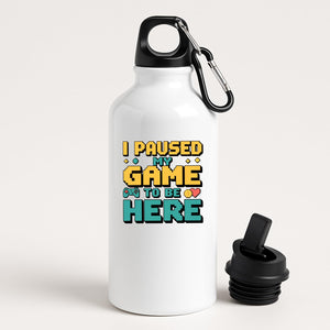 I Paused My Game to Be Here Water Bottle Funny Gamer Hydration Bottle Controller Design Reusable Video Game Gift for Him Her Geek Nerd Bottle for Teens Console Players Streamers
