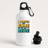 I Paused My Game to Be Here Water Bottle Funny Gamer Hydration Bottle Controller Design Reusable Video Game Gift for Him Her Geek Nerd Bottle for Teens Console Players Streamers