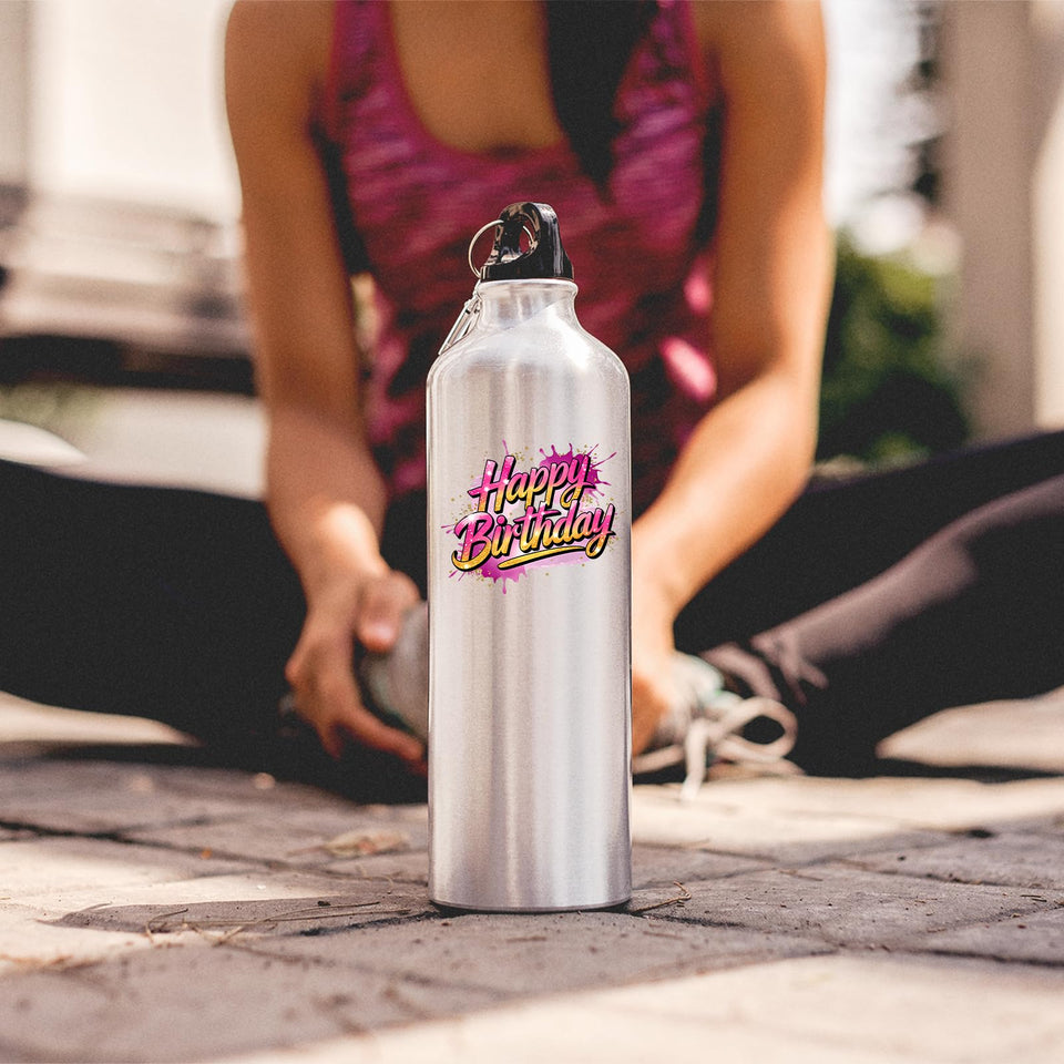 Happy Birthday Water Bottle Portable Fun Surprise Gift Birthday for Him Her or Kids Drink for School Travel Gym fitness lover or outsider Office Work Leakproof Reusable