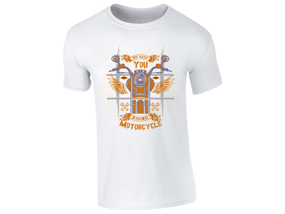 We Keep You Riding Motorcycle Mens T-Shirt – Biker Style Graphic Tee