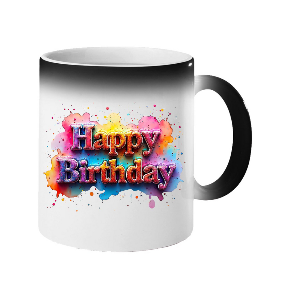 Happy Birthday Magic Mug – Colourful Heat Reveal Surprise for Girlfriend or Boyfriend!