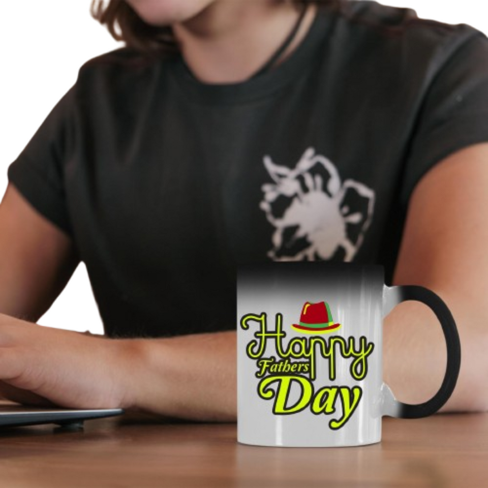 Don't Miss This 2025 Gift! Magic Colour Changing Father's Day Mug with Red Hat Design