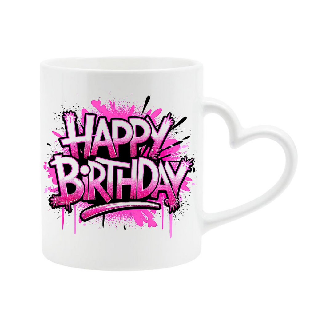 Happy Birthday Heart Mug | Colorful Ceramic Gift for Couples, Family & Kids – 2025