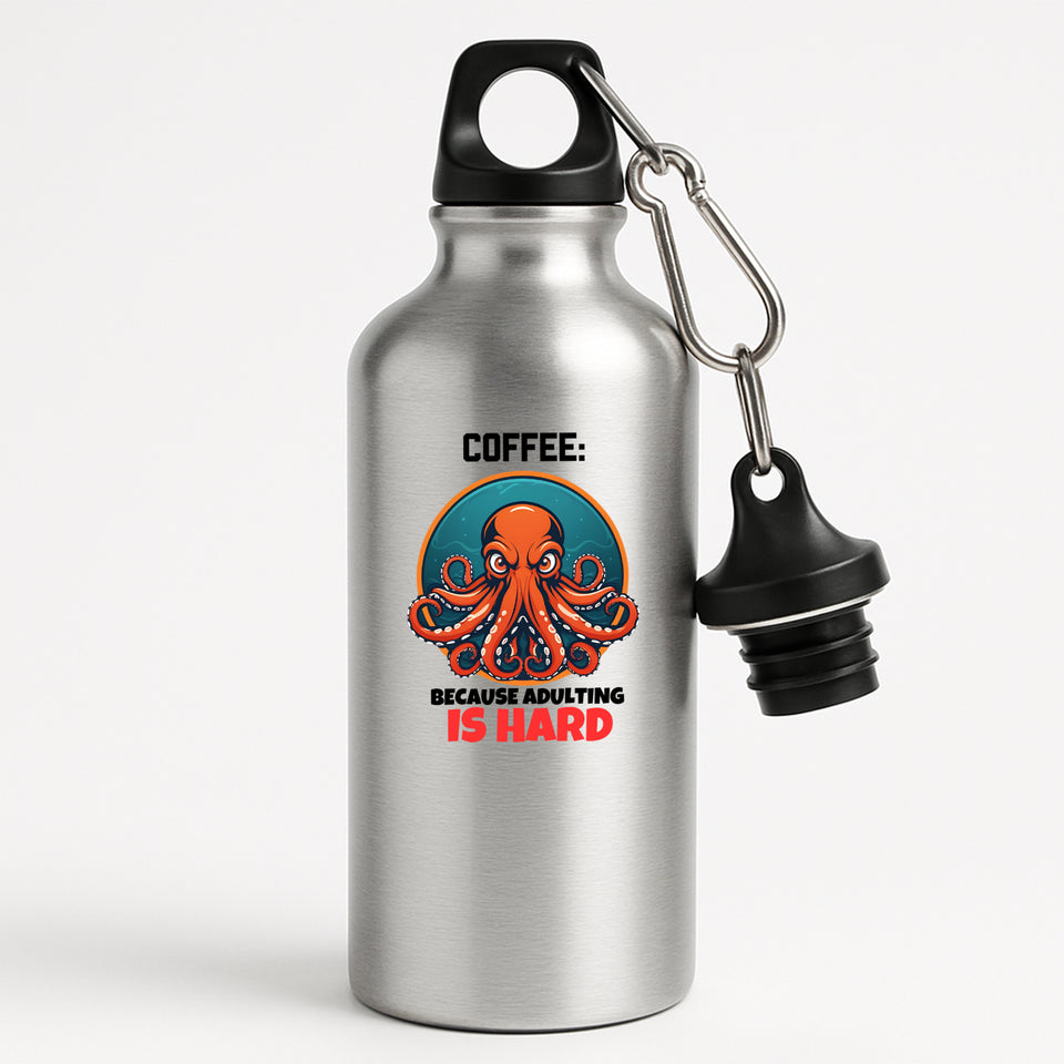 Funny Octopus Water Bottle - 400ml Reusable White Aluminium  Bottle