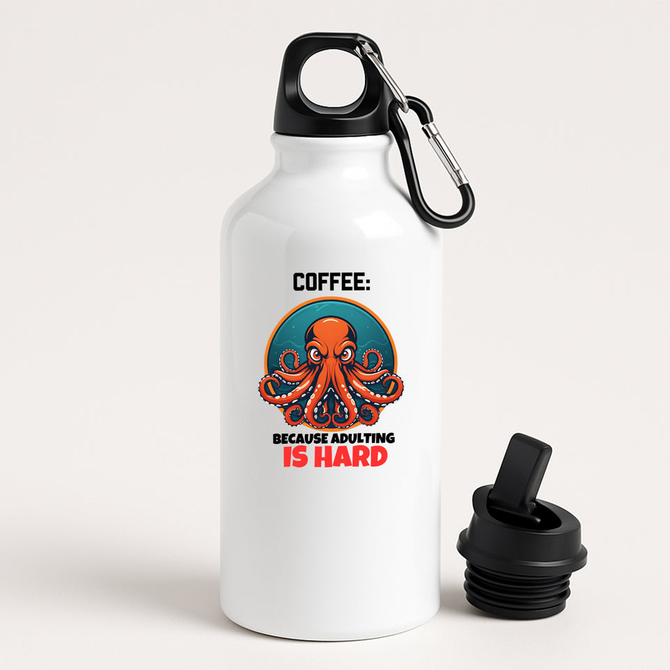 Funny Octopus Water Bottle - 400ml Reusable White Aluminium  Bottle