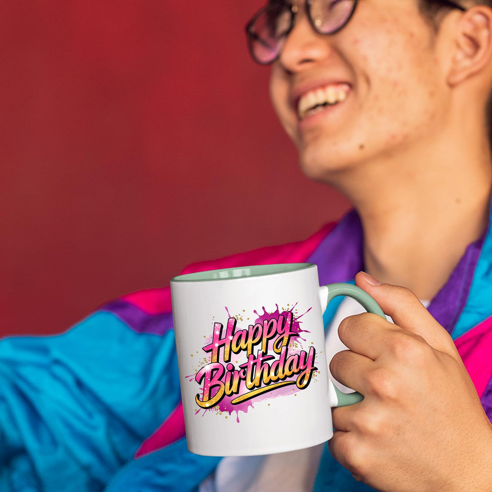 Happy Birthday Colour Mug – Fun & Colorful Gift Cup for Husband, Wife, Parents, Friends & Couples