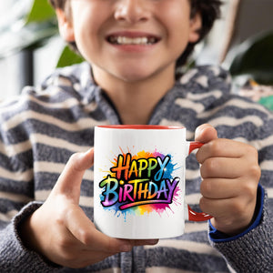 Happy Birthday Dad Mug 2025 – Colourful Ceramic Coffee Cup