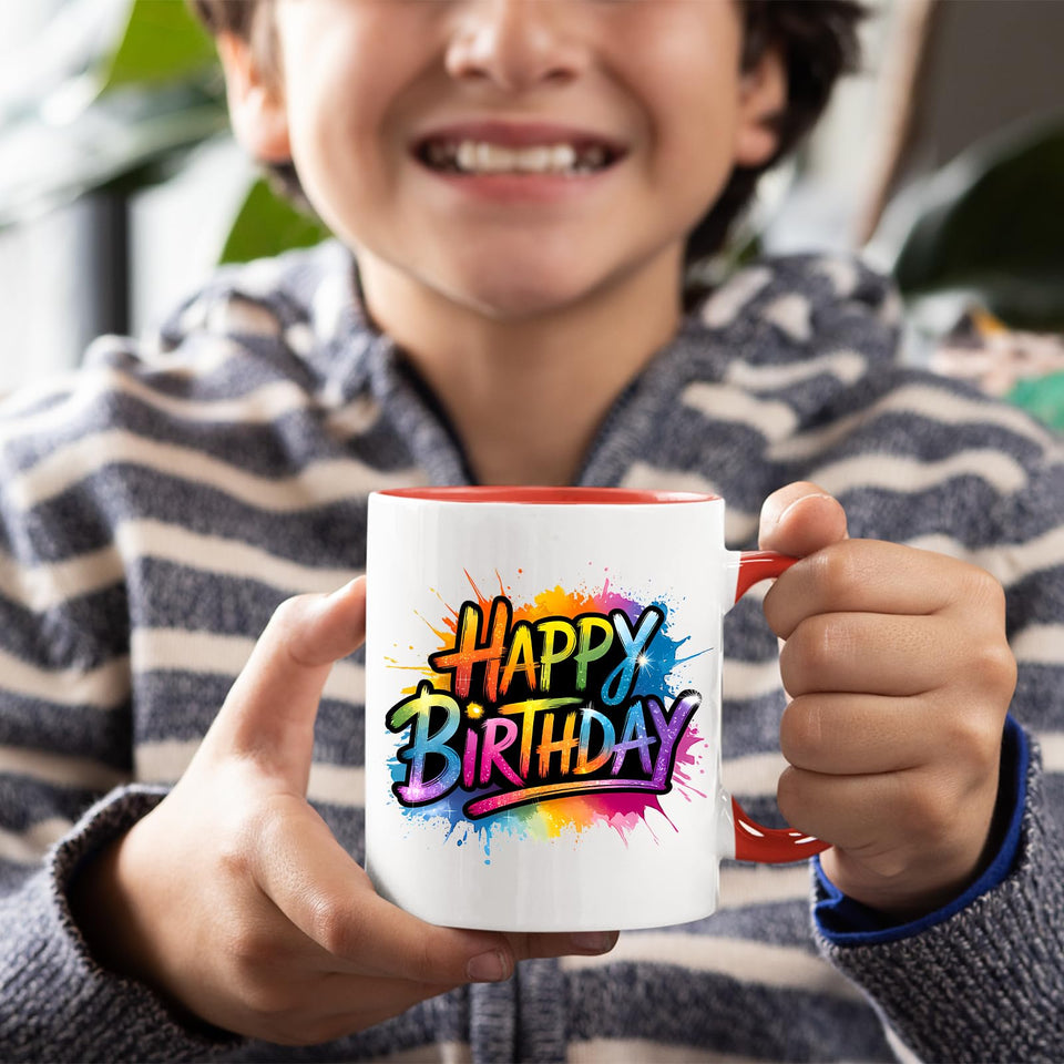 Happy Birthday Dad Mug 2025 – Colourful Ceramic Coffee Cup