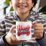 Happy Birthday Colour Mug – Splash Print Ceramic Cup for Dad, Mum, Kids & Friends