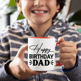 Best Happy Birthday Dad Colour Mug – Stylish 2025 Ceramic Coffee Cup with Inner/Handle Accent | Gift from Son or Daughter