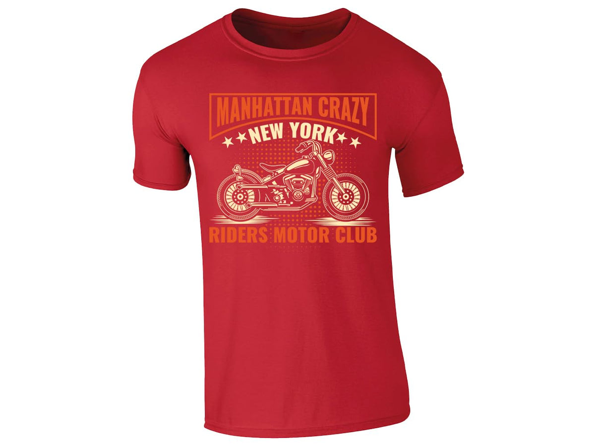 Men's T-shirt with a “Manhattan Crazy – New York Riders Motor Club” motorbike badge
