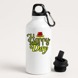 Happy Fathers Day Bottle Bold Hat Graphic Funky Fedora Print Silver Hydration Flask Travel Gift Container for Dad Papa or Grandad