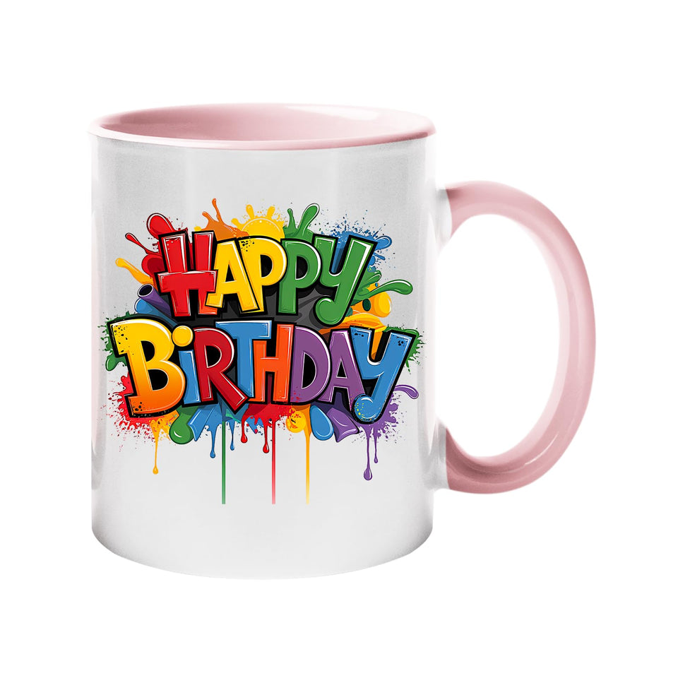 Best Happy Birthday Colour Handle Mug – Funny Colourful Gift for Dad, Mum, Kids, Friends, or Tea Lovers